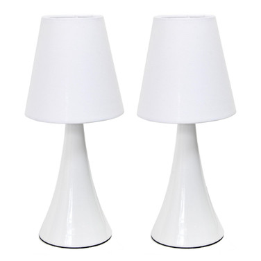 Simple Designs Valencia Colors 2 Pack Mini Touch Table Lamp Set with Fabric Shades