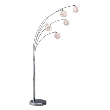 'Manhattan' 84" Modern 5-Arch Crystal Ball Floor Lamp with Dimmer