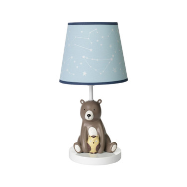 Sierra Sky Blue/Brown Bear Nursery Lamp with Shade & Bulb