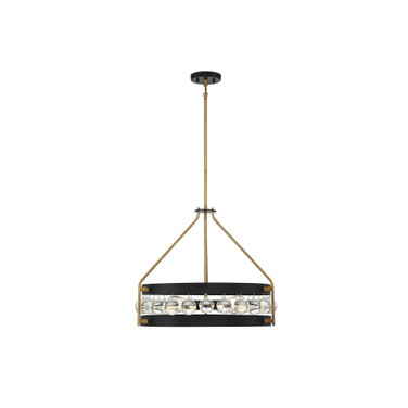 Edina 4-Light Pendant in Matte Black with Warm Brass Accents