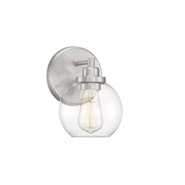 Carson 1-Light Orb Wall Sconce with Clear Glass