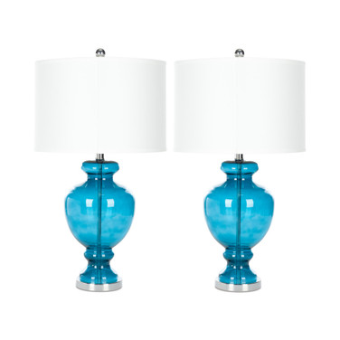 Set of 2 Turquoise Glass Table Lamp
