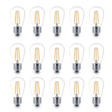 15 Pack Bulbs - S14 Bulb, E26 Base, 2 Watt, 3000K Neutral White Hue