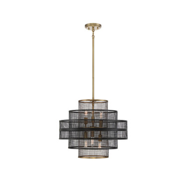 Kelvin 6-Light Pendant in Matte Black with Warm Brass