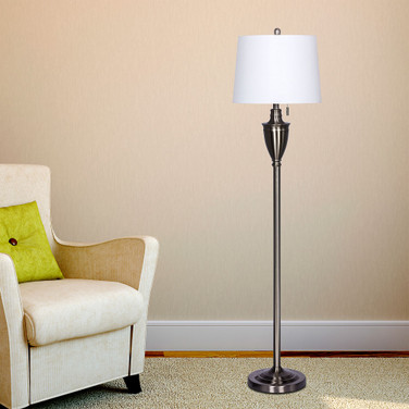 1589BS 61" Classic Urn Brushed Steel Metal Floor Lamp
