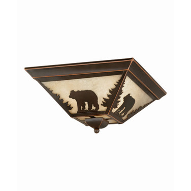 Bozeman Amber Glass Rustic Bear Flush Mount Light