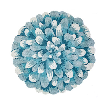 Frontporch Mum Aqua 5' x 5' Round Rug