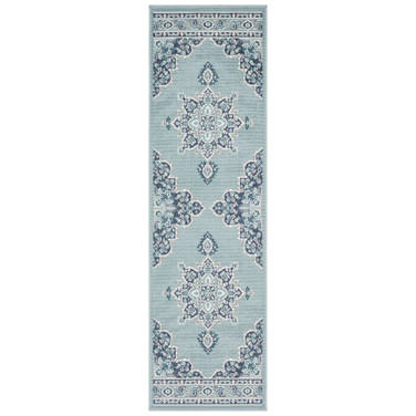 Alfresco ALF-9687 Aqua 2'3" x 7'9" Runner Area Rug, Indoor/Outdoor