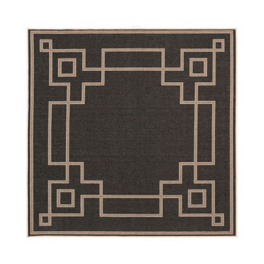 Alfresco ALF-9630 Black 7'3" Square Area Rug, Indoor/Outdoor