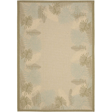 Courtyard Cream and Green 5'3" x 7'7" Sisal Weave Outdoor Area Rug