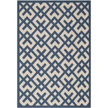 Courtyard Navy and Beige 9' x 12' Sisal Weave Outdoor Area Rug