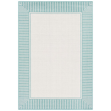 Alfresco ALF-9680 Teal 2'3" x 4'6" Area Rug, Indoor/Outdoor