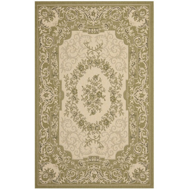 Courtyard Cream and Green 9' x 12' Sisal Weave Outdoor Area Rug