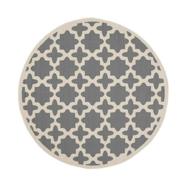 Courtyard Anthracite and Beige 5'3" x 5'3" Sisal Weave Round Outdoor Area Rug