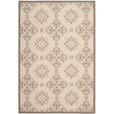 Courtyard Beige and Dark Beige 6'7" x 9'6" Sisal Weave Outdoor Area Rug