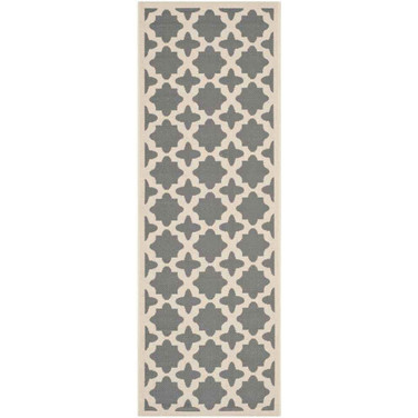Courtyard Anthracite and Beige 2'3" x 14' Sisal Weave Runner Outdoor Area Rug