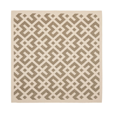 Courtyard Brown and Bone 6'7" x 6'7" Square Outdoor Area Rug