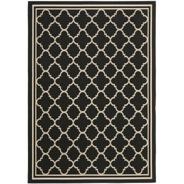 Courtyard Black and Beige 8' x 11' Outdoor Area Rug