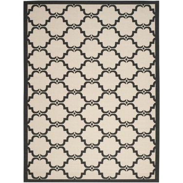 Courtyard Beige and Black 8' x 11' Sisal Weave Outdoor Area Rug