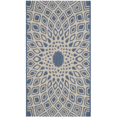 Courtyard Blue and Beige 2'7" x 5' Sisal Weave Outdoor Area Rug