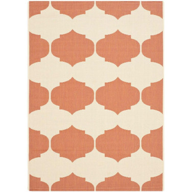 Courtyard Beige and Terracotta 4' x 5'7" Outdoor Area Rug