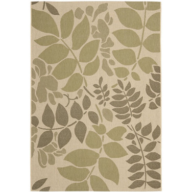 Courtyard Cream and Green 6'7" x 9'6" Outdoor Area Rug