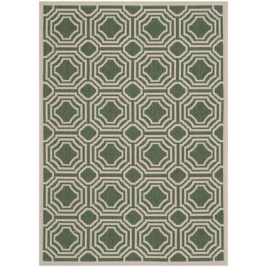 Courtyard Dark Green and Beige 5'3" x 7'7" Outdoor Area Rug