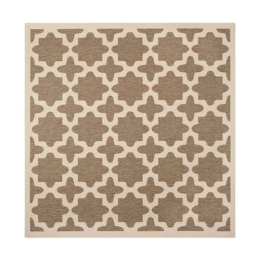 Courtyard Brown and Bone 5'3" x 5'3" Sisal Weave Square Outdoor Area Rug