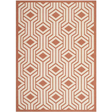 Courtyard Beige and Terracotta 4' x 5'7" Sisal Weave Outdoor Area Rug