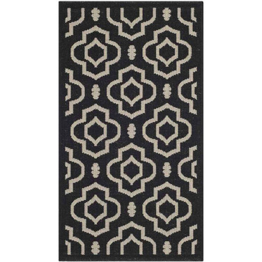 Courtyard Black and Beige 2'7" x 5' Sisal Weave Outdoor Area Rug
