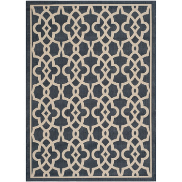 Courtyard Navy and Beige 5'3" x 7'7" Sisal Weave Outdoor Area Rug