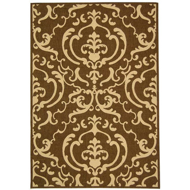 Courtyard Chocolate and Natural 7'10" x 7'10" Round Outdoor Area Rug