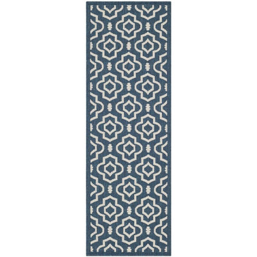 Courtyard Navy and Beige 2'3" x 10' Sisal Weave Runner Outdoor Area Rug