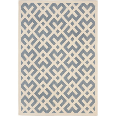 Courtyard Blue and Bone 9' x 12' Outdoor Area Rug
