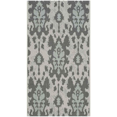 Courtyard Ltgy Anthracite and Aqua Weft 2' x 3'7" Sisal Weave Outdoor Area Rug