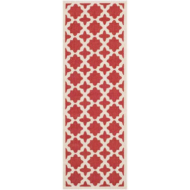 Courtyard Red and Bone 2'3" x 10' Sisal Weave Runner Outdoor Area Rug