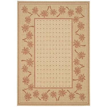 Courtyard Ivory and Rust 6'7" x 9'6" Sisal Weave Outdoor Area Rug