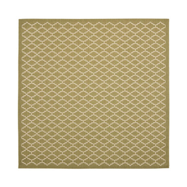 Courtyard Green and Beige 6'7" x 6'7" Sisal Weave Square Outdoor Area Rug