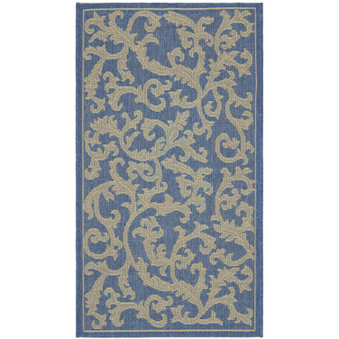 Courtyard Blue and Natural 5'3" x 7'7" Outdoor Area Rug