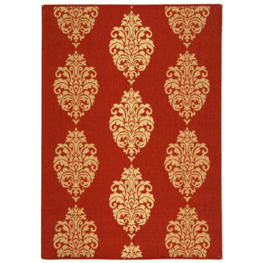 Courtyard Red and Natural 6'7" x 9'6" Outdoor Area Rug
