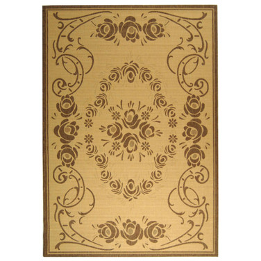Courtyard Natural and Brown 5'3" x 5'3" Round Outdoor Area Rug