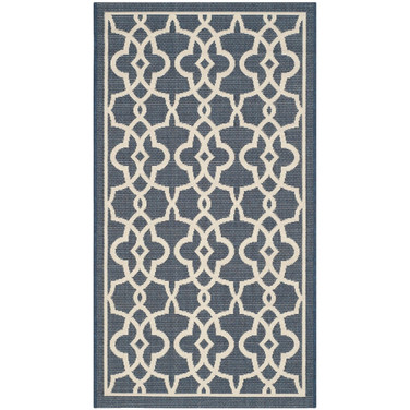 Courtyard Navy and Beige 2'7" x 5' Sisal Weave Outdoor Area Rug