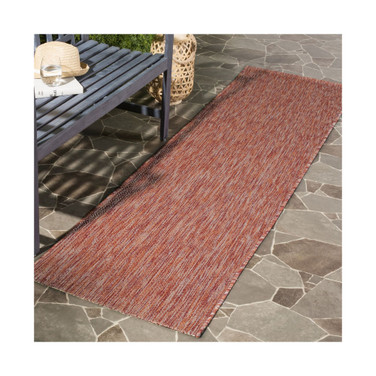 Courtyard Red 2'3" x 10' Sisal Weave Runner Outdoor Area Rug