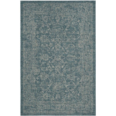 Courtyard Turquoise 5'3" x 5'3" Sisal Weave Square Outdoor Area Rug