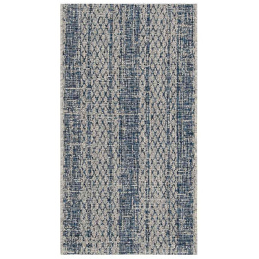 Courtyard Light Gray and Blue 2' x 3'7" Sisal Weave Outdoor Area Rug