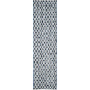 Courtyard Blue and Light Grey 2'3" x 10' Sisal Weave Runner Outdoor Area Rug