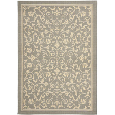 Courtyard Gray and Natural 5'3" x 5'3" Round Outdoor Area Rug