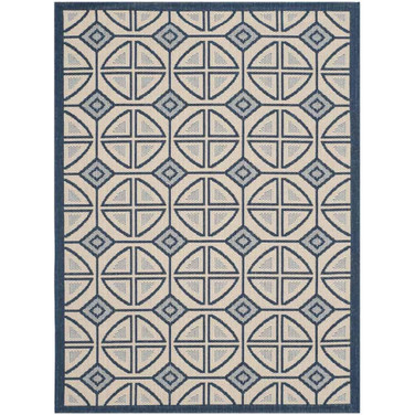 Courtyard Beige and Navy 4' x 5'7" Sisal Weave Outdoor Area Rug