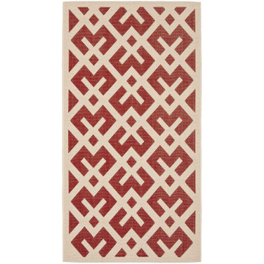 Courtyard Red and Bone 2'7" x 5' Outdoor Area Rug