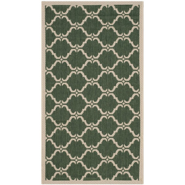 Courtyard Dark Green and Beige 2' x 3'7" Outdoor Area Rug
